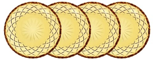 Lyngby Glas Sorrento Teller, Glasplatte, 16 cm, 4 Stck., Amber