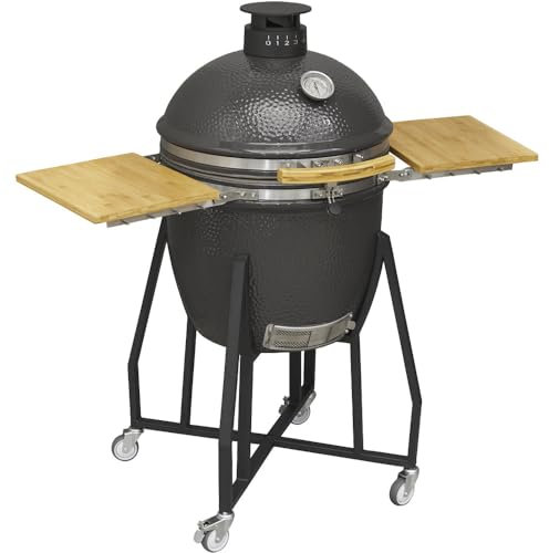 56cm Ceramic Kamado Egg BBQ Grill & Smoker - Charcoal & Wood Fired Garden Cooker