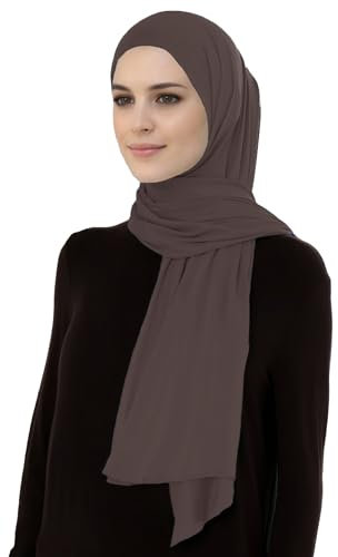 Lina & Lily Atmungsaktives, gewebtes Modal-Hijab-Kopftuch für muslimische Damen, leicht, Taupe / Braun, Einheitsgröße