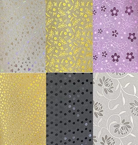 Syntego Glitzer-Kartonpapier, A4, glitzerndes Papier, Premium-Bastelpapier, selbstklebend, Glitzer-Aufkleberpapier für Kunstprojekte, Geschenkverpackungen, Party, 6 geprägte Designs, 80 g/m², 60 Blatt