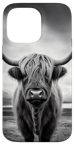 Black and White Highland Cow Case for iPhone 14 Pro Max