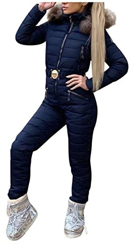 LOIJMK Thermo Schneeanzug Damen - Skioverall Einteiler Winddicht Skianzug Snowboardanzug Winter Warme Skianzüge Skifahren Sätze Wasserdicht Jumpsuit Outdoor Ski Suit für Wandern Klettern