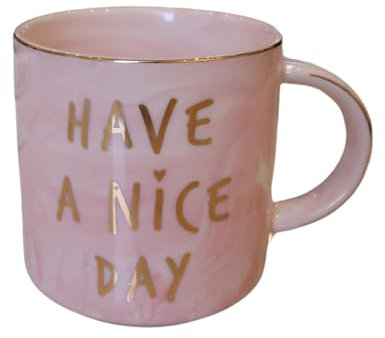 Funny Coffee Mug with Middle Finger, Funny Gifts for Women - Cool Stuff Novelty Gift for Coworkers Under 30 - Pink Marble Mug Sassy Birthday Gifts for Mom - Have a Nice Day Middle Finger Mug - 12.5 oz