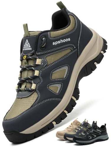 SPSHOOS Zapatos de Seguridad para Hombre Mujer S1P ESD Zapatillas Trabajo | Calzado de Seguridad Ligero Antiestático Botas de Seguridad Comodos con Punta de Acero Antideslizante Transpirable