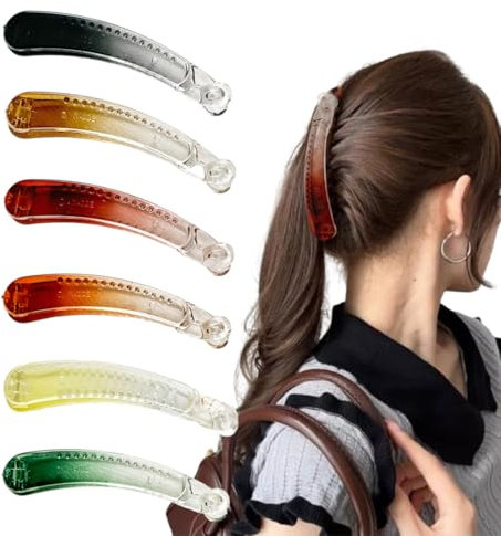 6 Piezas pinzas de pelo de plátano retro para rizos gruesos, Banana Clip,accesorios para el cabello de cola de pez, peines de dos pinzas de plátano para mujeres y niñas,Banana Clip