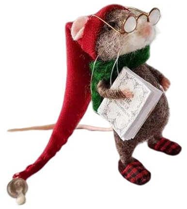 Zktfyshk Nadelfilz-Modell Weihnachten Cartoon Wolle gefilzt Mäuse Miniaturfigur Puppen für Heimdekoration oder Motto-Partys