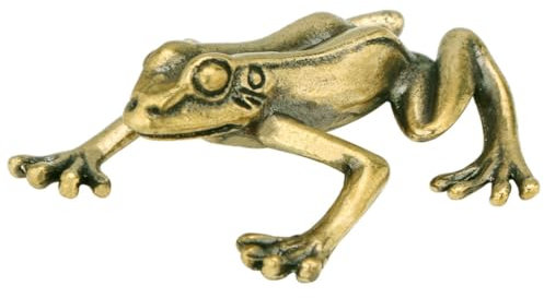IMIKEYA Miniatur Messing Figuren Frosch - Golden Mini Frosch Figur Ornamente Heimdekorationen Fengshui Dekofigur Messing Tier Statue für Wohnzimmer Tischdeko Büro