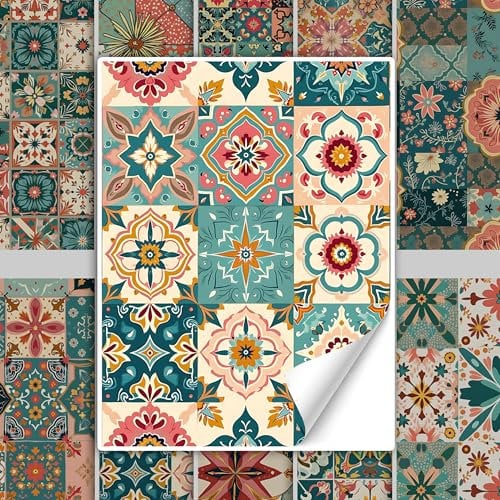 GRAZDesign Wasserfeste Fliesenaufkleber orientalisch Bad und Küche, Klebefliesen selbstklebend, Muster marokkanisch - 15x20cm / 50 Stück
