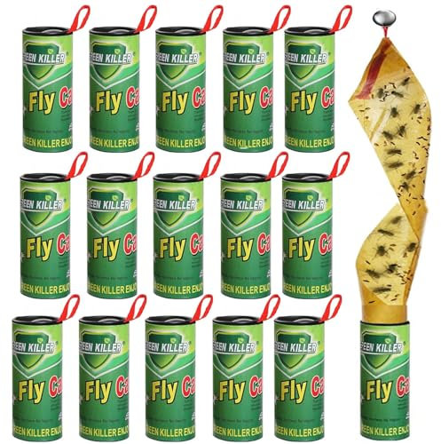 16 x Fliegenfänger Rollen Insektenfänger, BTORER Fliegenfalle, Premium Ungiftiger Fliegenvernichter Gegen Fruchtfliegen Fliegen Mücken und Motte (16)