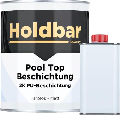 Holdbar Pool Top Beschichtung Matt 1 kg - UV- & chlorbeständig - Glasklare Top Beschichtung für Poolfarbe - Polyurethan Schwimmbadfarbe