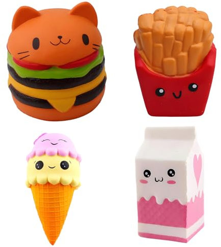 4 pezzi Squishy Giocattoli, Squishies, Slow Rising Quetschies, Bello e Durevole Squeeze Toy Adatto per la casa, il lavoro, la scuola o altre applicazioni all'aperto
