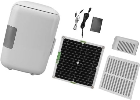 NOLOWY Upgrades Solar Powered Portable Refrigerator Compact Solar Refrigerator Monocrystalline Solar Panel Fridge for Camping