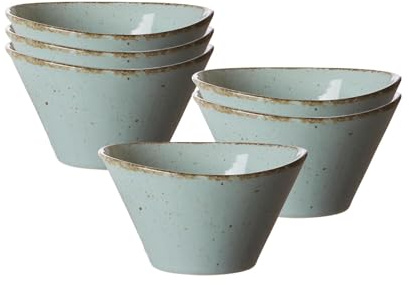 Ritzenhoff & Breker Casa Dipschalen 6er Set, 10.5 x 11.5 cm, Ovale Snackschalen für Dips und kleine Snacks, Mix & Match-Geschirr im Vintage-Look, Spülmaschinen- & Mikrowellenfest, Porzellan, Blau
