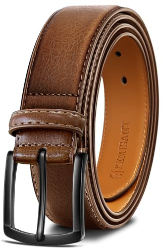 KEMISANT Ledergürtel Herren, Gürtel Herren Leder 35mm für Business und formelle Anlässe,Anzuggürtel Begleiter zu Männer Businessschuhe(Tawny,115cm/38-40 taille verstellbar)