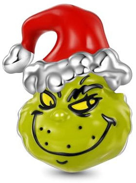GNOCE Charm Anhänger Grinch Weihnachtskugel Anhänger Charm925 Sterlingsilber Beads Charms für Frauen und Mädchen Schmuckgeschenk