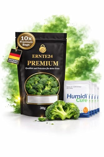 10x 30g Aufbewahrungsbeutel + 10x Feuchtigkeitsregulierer 58-62% für Curing Herbs, mit Sichtfeld und Beschriftungsfeld, UV-Schutz, hitzeversiegelbar, wiederverwendbar, Humidor Beutel