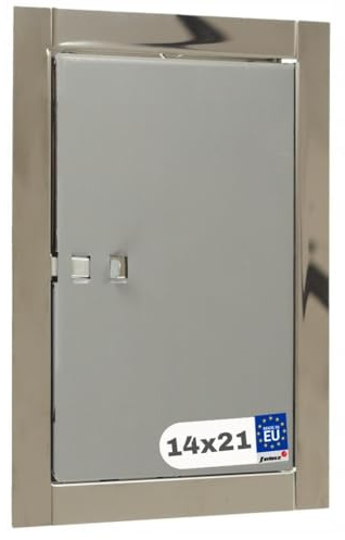 FEINZ Revisionsklappe Kamin 14x21 Rostfrei - Kaminöffnung - Wartungsklappe mit Einsatz - Schornstein Tür - Inspektionsklappe Metall lackiert - Einfache Montage & Reinigung