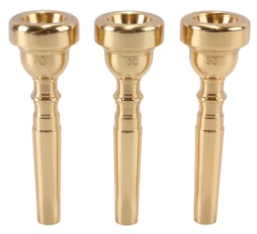 Riven 3 Pcs Gold Trumpet Mouthpieces Set, Pure Copper Mouthpieces, for Practice and Performance (3C, 5C, 7C)