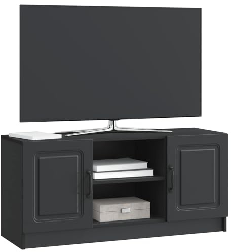 vidaXL TV-Schränk Schwarz 102 x 34,5 x 47 cm Holzwerkstoff, Moderner Wohnzimmerschrank, rechteckig, viel Stauraum, schickes Medienelement, Holzständer für drinnen
