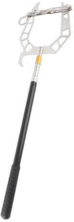 Annadue Enhebrador de Gancho para Tipo U, Gancho Telescópico Multiusos para Muelle, Equipo de Amarre para, Herramienta de Pesca Plateada de Aleación de Aluminio de 4,9 Pies