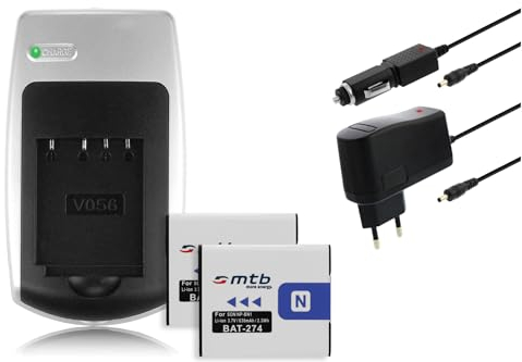 2X Batteries + Chargeur Compatible avec Sony NP-BN1 - Voir liste de compatibilité