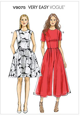 Vogue Patterns 9075 Misses Petite Dress and Jumpsuit,Sizes, Jersey,Denim,Linen, Multi-Colour, A5 (6-8-10-12-14)