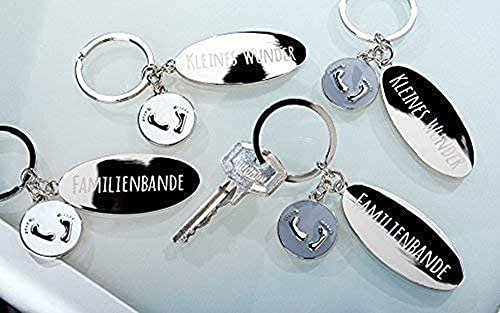 GILDE Schlüsselanhänger KLEINES Wunder/FAMILIENBANDE mit seperatem Anhänger mit Fussabdruck in 4 Designs