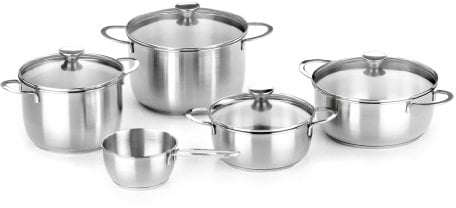 BRA Batería De Cocina 5 Piezas Watch, Acero Inoxidable AISI 304 18/10, Plata