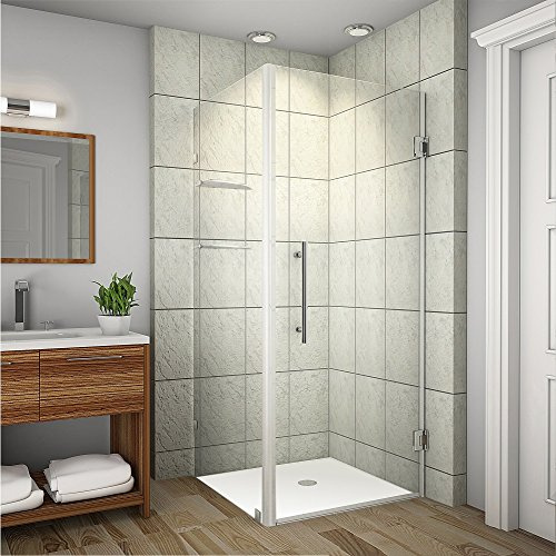 Aston SEN993-SS-36-10 Aquadica GS Completely Frameless Square Hinged Shower Enclosure with Glass Shelves, 36 x 36 x 72, Stainless Steel