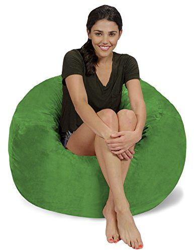 Chill Sack L - Der Sitzsack mit Memory-Foam Füllung - Das Sitzkissen für Kinder und Erwachsene mit kuschelweichem, waschbarem Velourbezug in Limettengrün