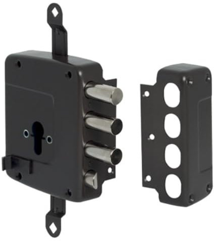 CISA 156167602 Serratura Elettrica da Applicare a Cilindro Europeo, 3 Catenacci, Entrata 60 mm, Aste e Cilindro NON Compresi