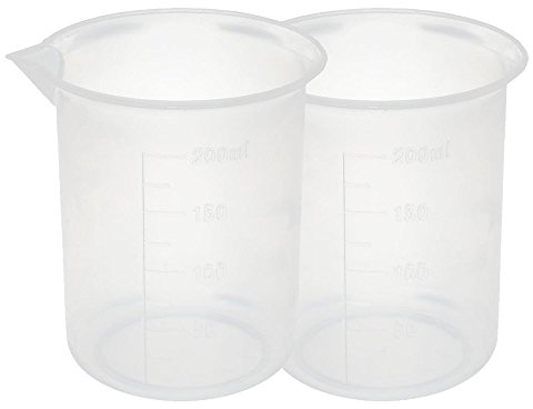 Nacpy Kitchen Lab Graduated Beaker Clear Plastic Measuring Cup Thicken w Cap Measuring Jug 200mL 2pcs