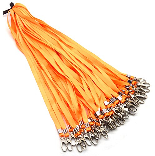 Beebel Orange Lanyards Schlüsselband mit Ausweisclip, 45,7 cm, 50 Stück