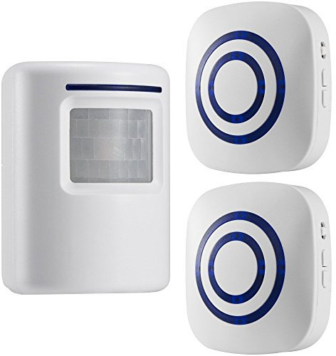 GZCRDZ sans Fil Allée Alerte : détecteur de Mouvement Infrarouge de Sonnette d'alarme Carillon avec 2 récepteur et 1 Sensor 38 Chime Tunes - indicateurs LED