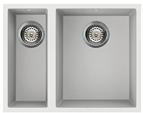 Elleci Quadra 150 1.5 Bowl Granite White Undermount Kitchen Sink & Waste