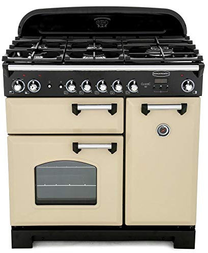 Rangemaster Classic CLA90DFFCR/C 90cm Dual Fuel Range Cooker - Cream / Chrome - A/A Rated