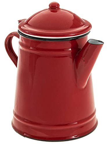 SIDCO Kaffeekanne Emaille Westernkanne Kanne rot Lagerfeuer Camping Teekanne Shabby
