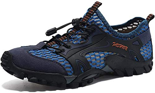 FLARUT Herren Sportsandalen Sommer Trekking Sandalen Wanderschuhe Outdoorsandalen Super Atmung Draussen Hiking Schuhe Mesh Vamp Wasserschuhe Sport Laufen Klettern (46EU, Blau)