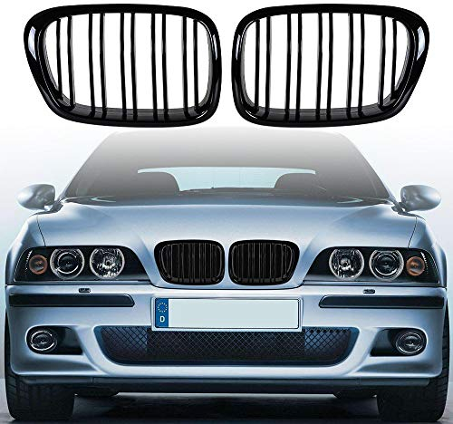 Beside_Auto Schwarzer Kühlergrill für BMW E39 5er M5 1999-2003, ABS-Kunststoff, JK129, Ersatz, Clip-on