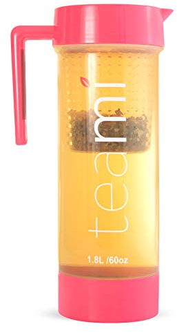 Teami Pichet à thé avec couvercle – Infuseur Carafe – Parfait pour les thés, jus, limonade, fruits ou Sangria – 60 g rose