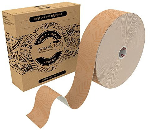 Dynamic Tape | Biomechanical Adhesive tape | For Sports & Physio | Knee, Ankle, Elbow, Leg, Muscle Support | Beige 5 Centimetres x 31 Metres Roll