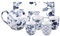 TOKYO design studio Flora Japonica Set à thé Bleu-Blanc, 5 pièces, 1x théière 1,25 l et 4X Tasses à thé 170 ML, Porcelaine d'Asie, décor Floral Japonais, INCL. boîte Cadeau