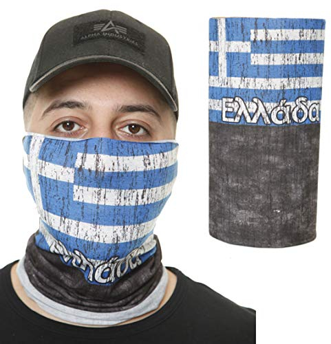 OneRedox Gesichtsschutz Halstuch Länder Bedruckt Griechenland Biker Schal Ski Motorrad Gesichtsmaske BND-013