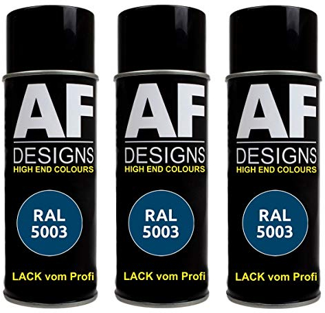 Alex Flittner Designs 3x RAL Lackspray Autolack Buntlack Spraydose RAL5003 SAPHIRBLAU matt