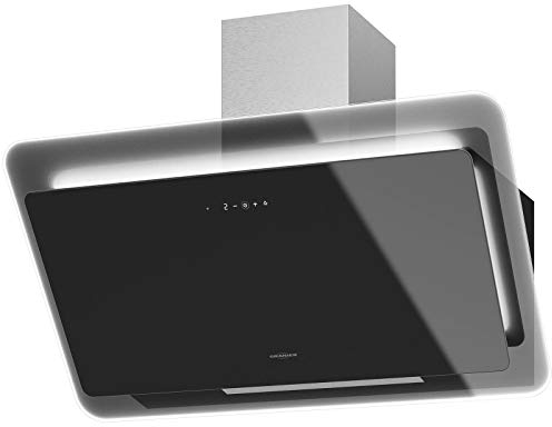 Oranier Kopffrei-Wandhaube 90 cm Savina - breite schwarze Umlufthaube mit Glaskantenbeleuchung - LED Dunstabzugshaube Touch Control & Fernbedienung