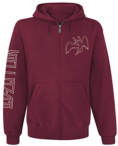 Led Zeppelin Hoodie Symbols Band Logo Official Mens Maroon Red Zipped S