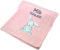 Cozy Racoon Babydecke bestickt mit Namen und Geburtsdatum | Weiche Kuscheldecke für Baby Jungen und Mädchen I Personalisiertes Geschenk zur Taufe, Geburt oder als Erstausstattung I Rosa Decke mit Hase