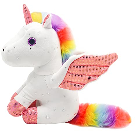 Heionia Einhorn Kuscheltier Plüsch Regenbogen Einhorn Plüschtier Einhorn Stofftier Plüsch Mädchen, 23CM(Weiß)