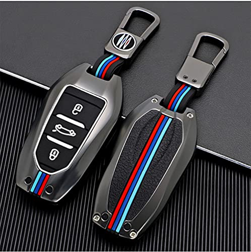 Happyit Cas de Couverture de Clé de Voiture en Alliage de Zinc pour Peugeot 3008 208 508 408 307 4008 pour Citroen C4 C4L C3 C6 C3-XR Picasso DS3 DS4 DS5 3 Boutons (A, Couleur mate)