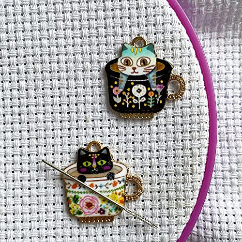 DPXWCCH Nadelwächter Magnetische, süße Katze Emaille Nadel Nanny, Kreuzstich Stickerei Nadelhalter
